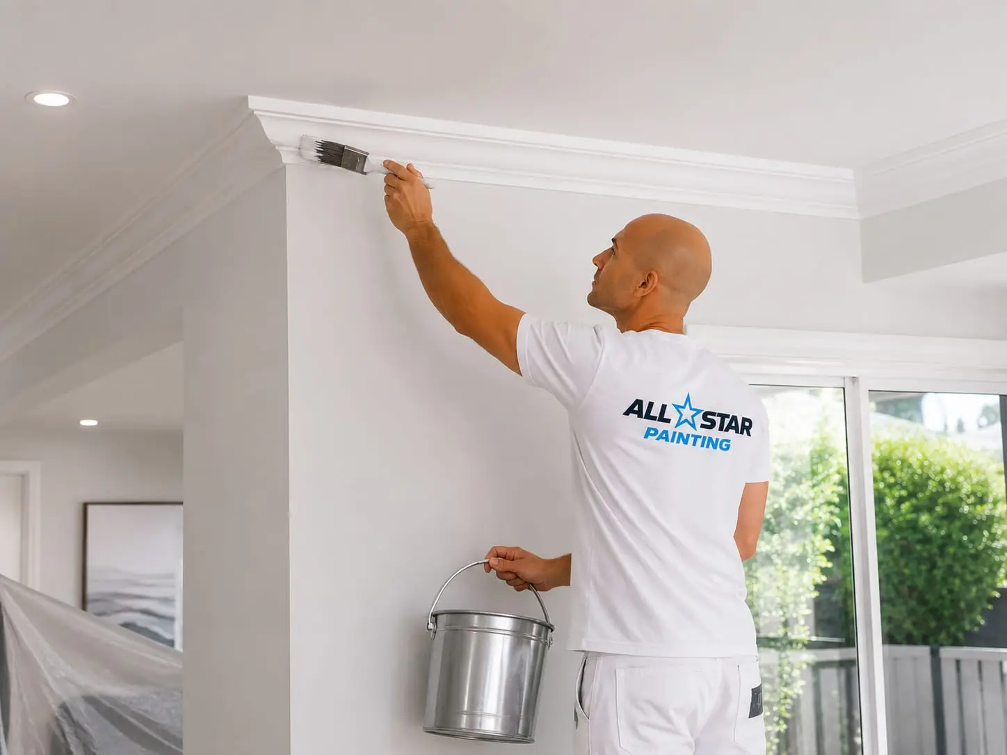 Cutting in along a cornice in a new home