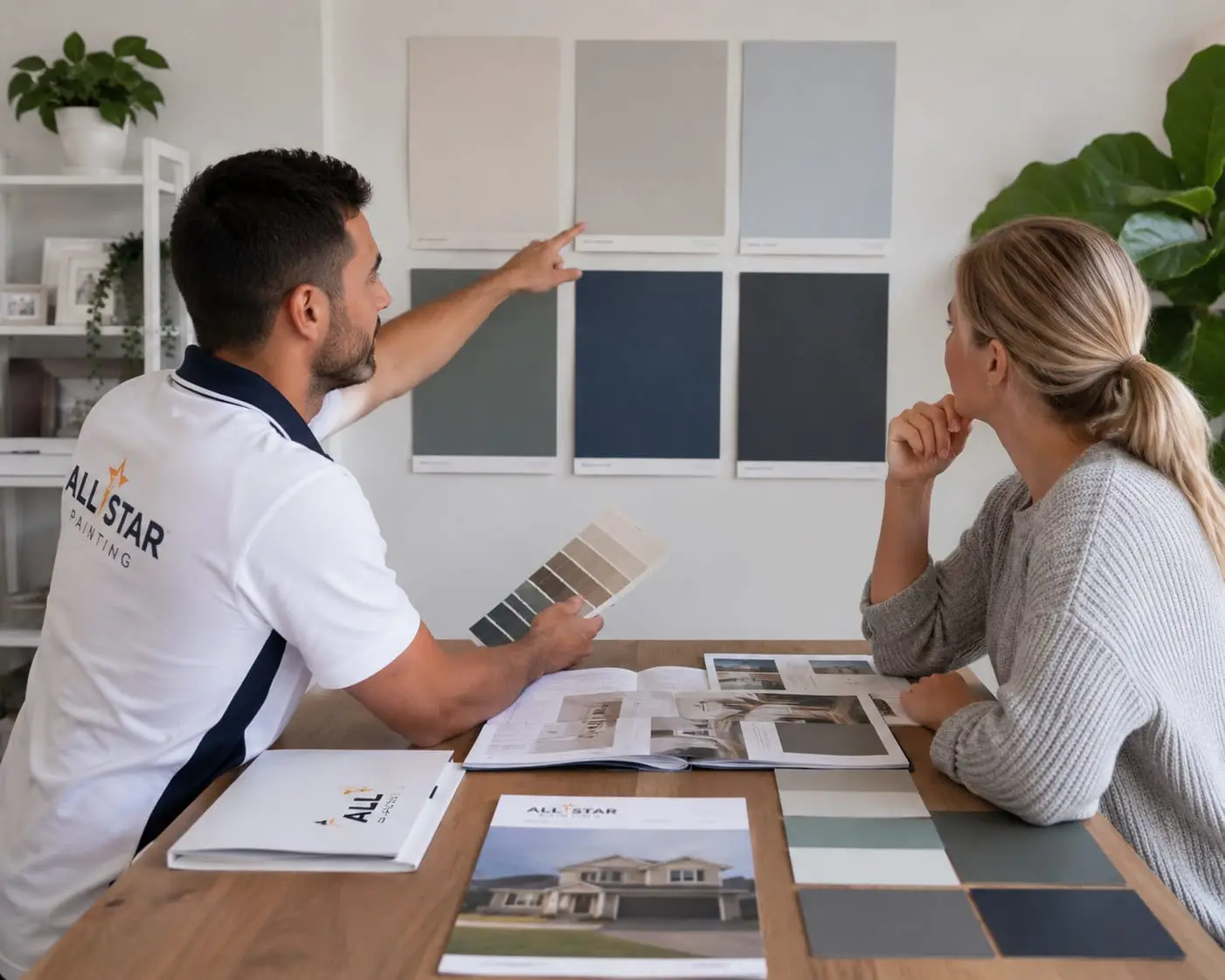 Talking colour schemes through on site