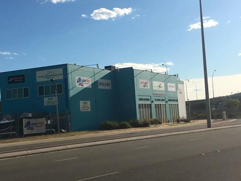 Industrial unit exterior in fresh blue and white